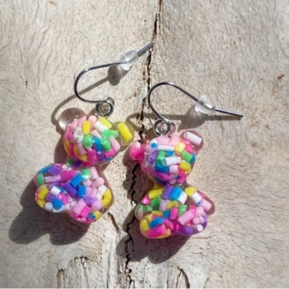 NWT - Sprinkle Candy Rainbow Resin 3D Earrings Set